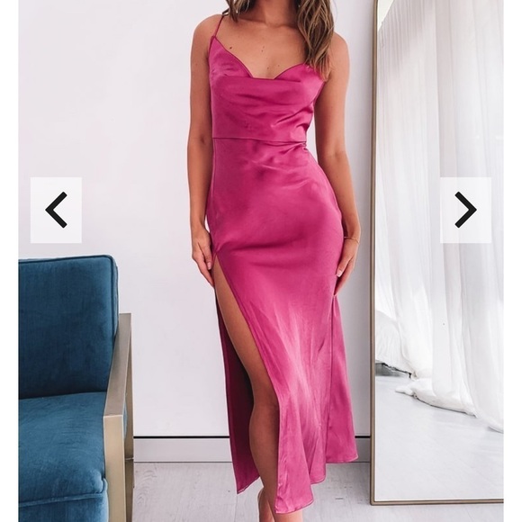 LIONESS Walk The Line Midi Dress Magenta - Picture 2 of 12